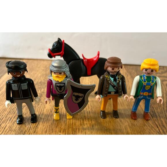 Vintage Playmobil Lot~ 1997 Policeman~1994 Zoo Keeper~Cowboy~Bull Knight~Horse - Picture 1 of 7